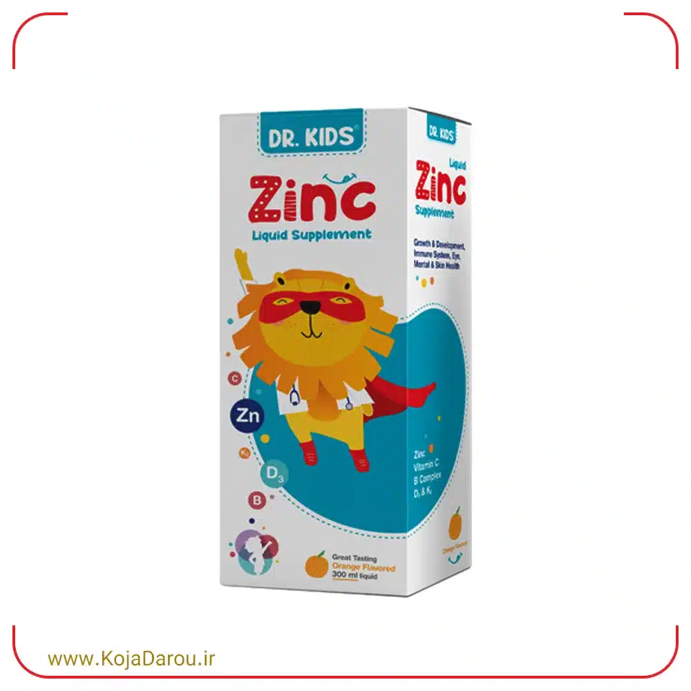 شربت زینک دکتر کیدز با طعم پرتقال Zinc حجم 300 میلی لیتر