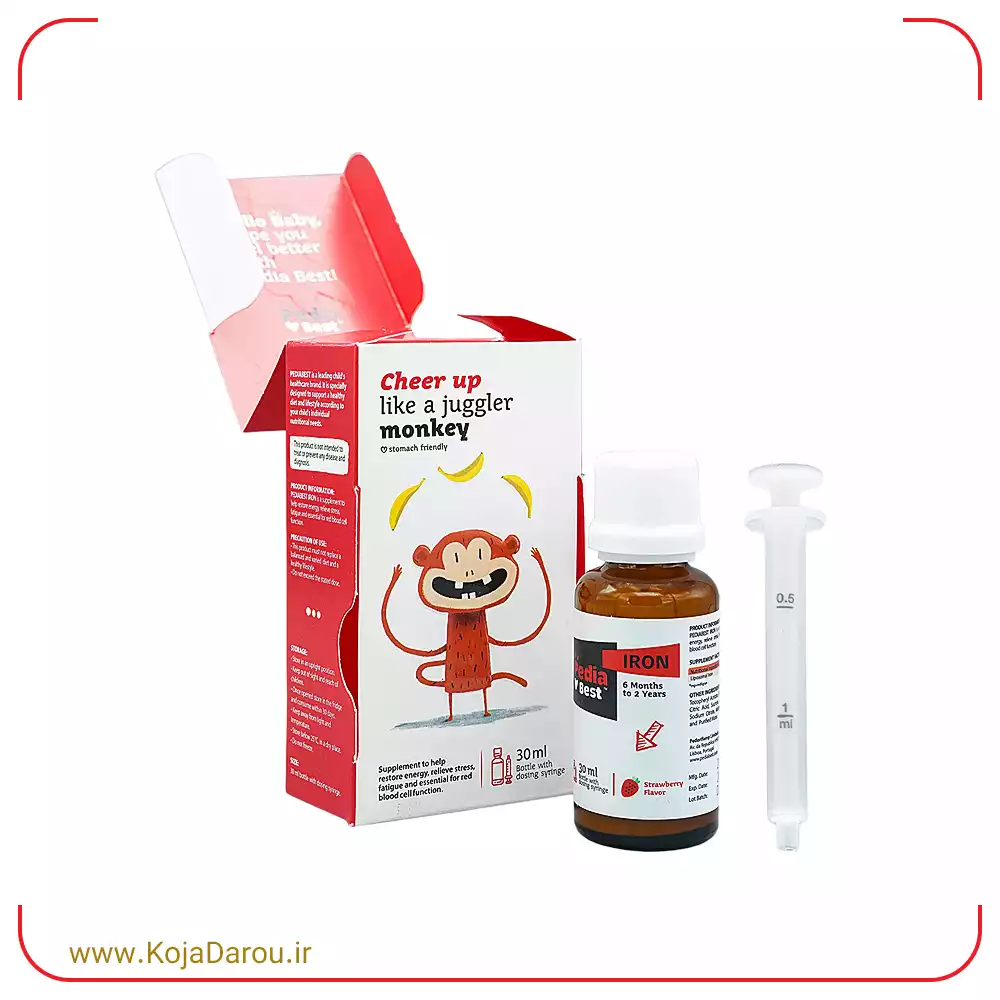 قطره آهن پدیابست با طعم توت فرنگی Pedia Best iron حجم 30 میلی لیتر
